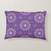 紫色の青い万華鏡のように千変万化するパターンピンホイールジオメトリパターン アクセントクッション (裏面)