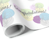 紫色の青い丸いパターンおめでとうございます ラッピングペーパー (ロールコーナー)