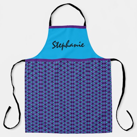 紫色の青い円と三角形のジオメトリパターン エプロン (正面)