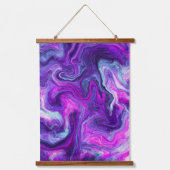 紫色の青い大理石の渦巻きと泡 吊り下げ型タペストリー (正面)