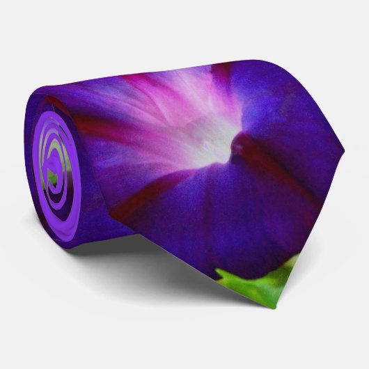 紫色の青い朝顔 ネクタイ (ロール)