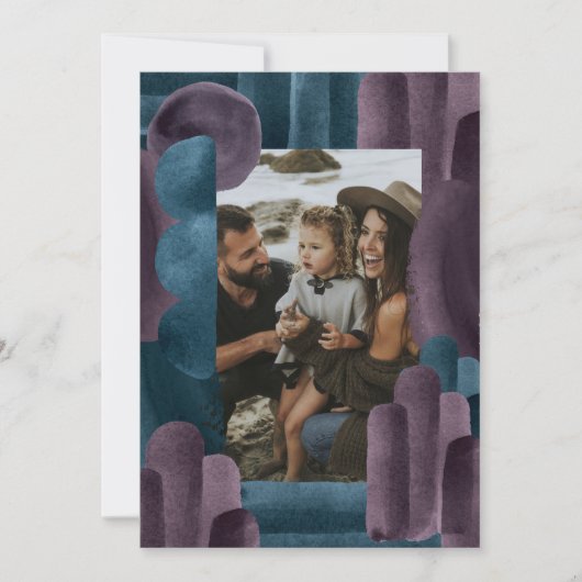 紫色の青い水色の写真クリスマスホリデー シーズンカード (正面)