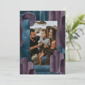 紫色の青い水色の写真クリスマスホリデー シーズンカード (スタンド正面)