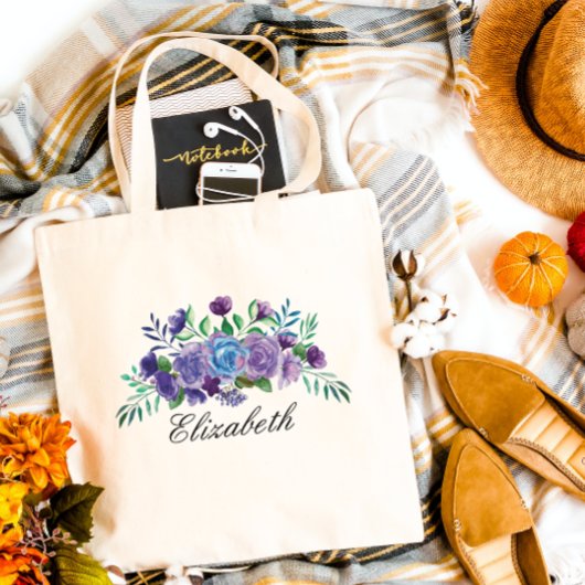 紫色の青い水色の花の花嫁の贈り物 トートバッグ