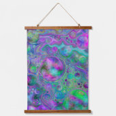 紫色の青い流体アートの渦巻きと泡 吊り下げ型タペストリー (正面)