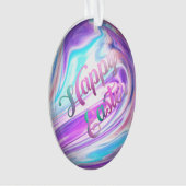 紫色の青い渦巻きハッピーイースター卵 オーナメント (正面)