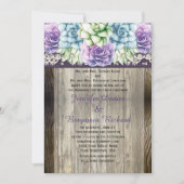 紫色の青い緑の水色の多肉結婚式 招待状 (正面)