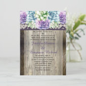 紫色の青い緑の水色の多肉結婚式 招待状 (スタンド正面)