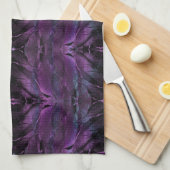 紫色の青い羽のテクスチャ抽象芸術 キッチンタオル (四つ折り)