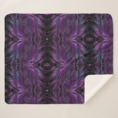 紫色の青い羽のテクスチャ抽象芸術 シェルパブランケット (正面(横))