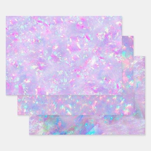 紫色の青い色合いのオパール宝石 ラッピングペーパーシート (セット)