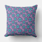 紫色の青い花のパターン クッション (正面)