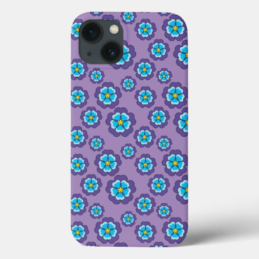 紫色の青い花のパターン Case-Mate iPhoneケース (裏面)