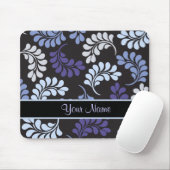紫色の青い花のモノグラムパターン マウスパッド (マウス)