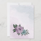 紫色の青い花の植物用座席表カード 招待状 (裏面)