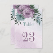 紫色の青い花の植物表番号カード 招待状 (正面/裏面)