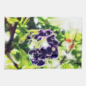 紫色の青い花は油絵に似ている キッチンタオル (横)