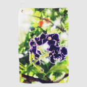 紫色の青い花は油絵に似ている ゴルフタオル (正面)