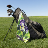 紫色の青い花は油絵に似ている ゴルフタオル (グリーン)