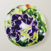 紫色の青い花は油絵に似ている ラウンドクッション (裏面)