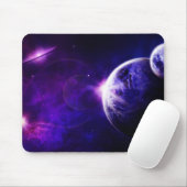 紫色の青い調子の宇宙の銀河系の惑星の星 マウスパッド (マウス)