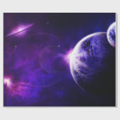 紫色の青い調子の宇宙の銀河系の惑星の星 ラッピングペーパー (フラット)
