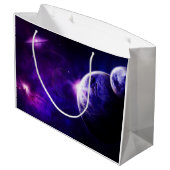 紫色の青い調子の宇宙の銀河系の惑星の星 ラージペーパーバッグ (裏面アングル)