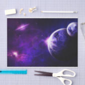 紫色の青い調子の宇宙の銀河系の惑星の星 薄葉紙 (クラフト)