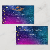 紫色の青い銀河系のUFO 名刺 (正面/裏面)