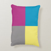 紫色の青い黄色のグレーパターン アクセントクッション (裏面(縦))