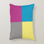 紫色の青い黄色のグレーパターン アクセントクッション (正面(垂直))