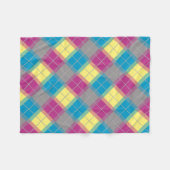 紫色の青い黄色のパターン フリースブランケット (正面(横))