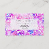 紫色の青いhennaのbohoの花の曼荼羅パターン 名刺 (裏面)