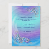 紫色の青いrsvp誕生日婚約結婚ズ 招待状 (裏面)