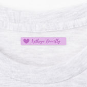 紫色の青かわいいハートかわいらしスクリプト ラベル (貼付)