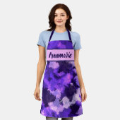 紫色の青とカッコいい抽象芸術図形 エプロン (着用した状態)