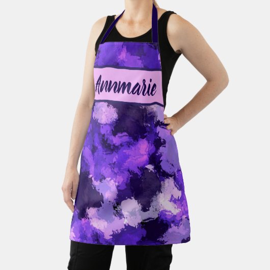 紫色の青とカッコいい抽象芸術図形 エプロン (インサイチュ)