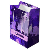 紫色の青とカッコいい抽象芸術図形 ミディアムペーパーバッグ (正面アングル)