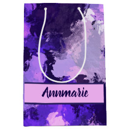 紫色の青とカッコいい抽象芸術図形 ミディアムペーパーバッグ