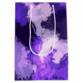 紫色の青とカッコいい抽象芸術図形 ミディアムペーパーバッグ (裏面)