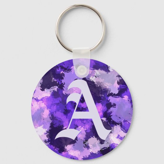 紫色の青とクール抽象芸術の図形（大きい文字） キーホルダー (正面)