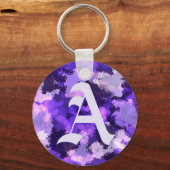 紫色の青とクール抽象芸術の図形（大きい文字） キーホルダー (正面)