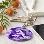 紫色の青とクール抽象芸術の図形（大きい文字） キーホルダー (側面)