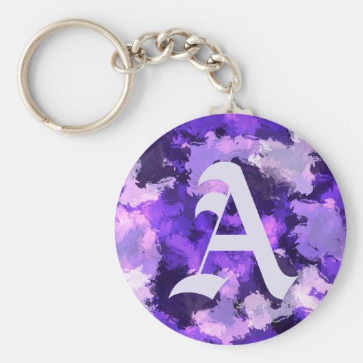 紫色の青とクール抽象芸術の図形（大きい文字） キーホルダー (正面)