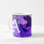 紫色の青とクール抽象芸術の図形（大きい文字） コーヒーマグカップ (正面左)
