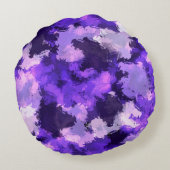 紫色の青とクール抽象芸術の図形（大きい文字） ラウンドクッション (裏面)