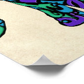 紫色の青と緑の部族のタトゥー象 ポスター (角)