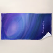 紫色の青のグラデーシグラデーションョン ビーチタオル (正面)