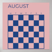 紫色の青の生ま市松模様にれ威厳があるたカレンダー ポスター (正面)