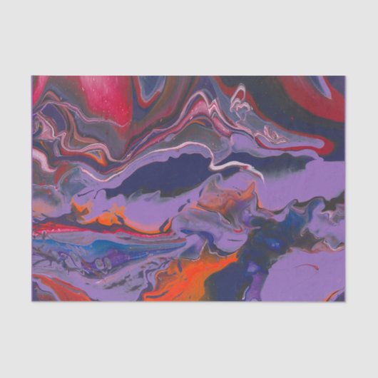 紫色の青の赤のオレンジの白のデコップページ抽象芸術 薄葉紙 (正面)